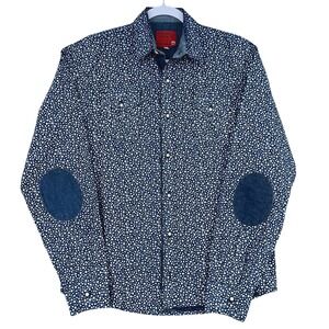 Rebel Times Limited Edition Floral Shirt Denim Elbow Patch Long Sleeve‎ Large
